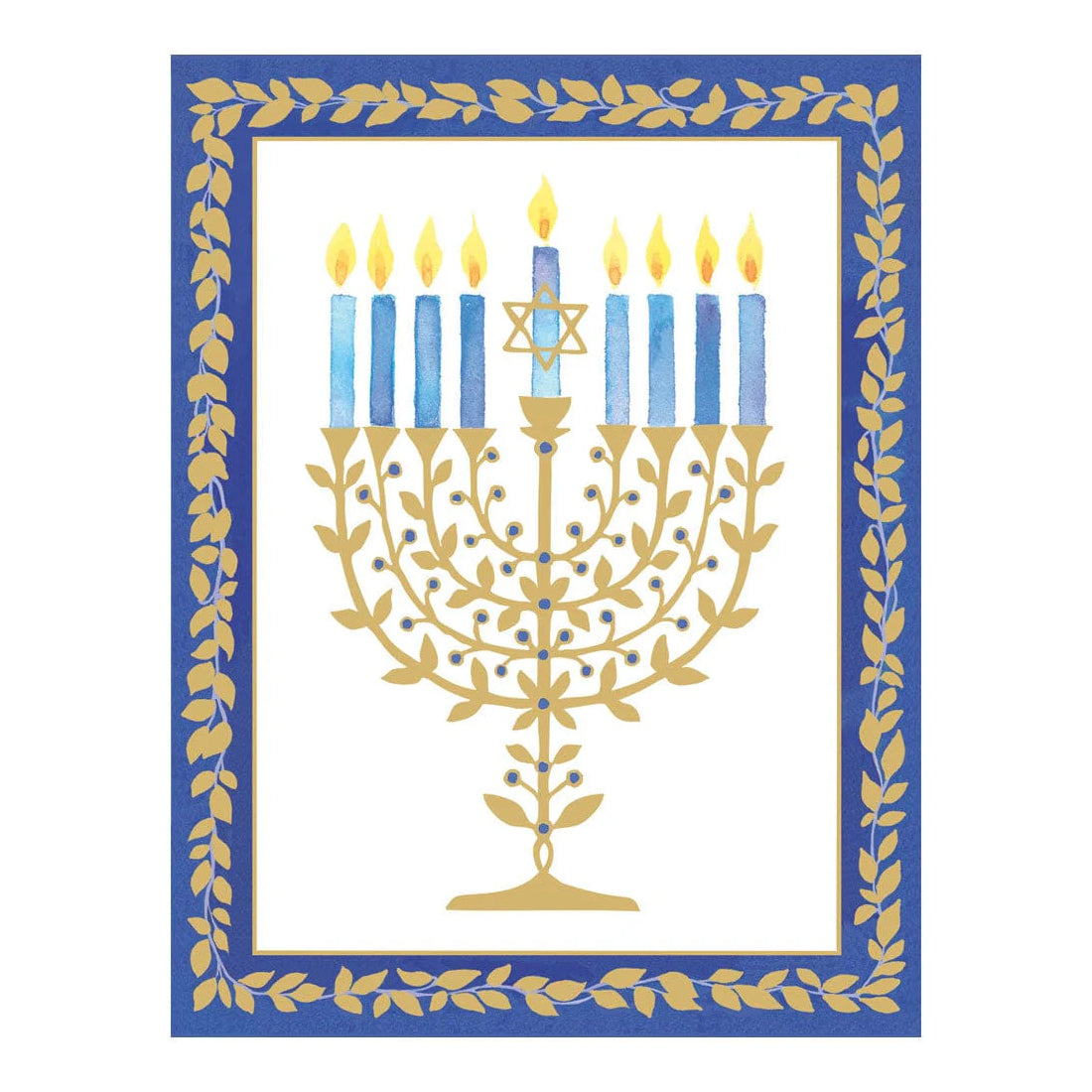 Gold Leaves Menorah Holiday Boxed Notecards