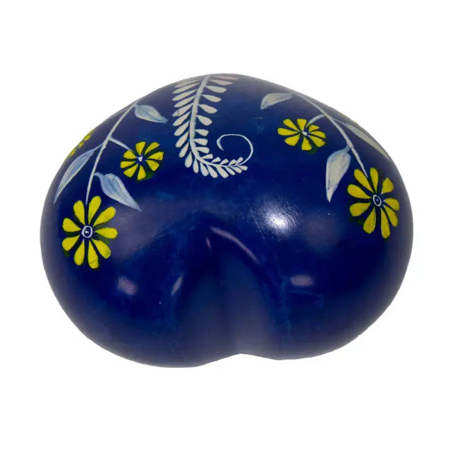 Floral Blue Soapstone Heart