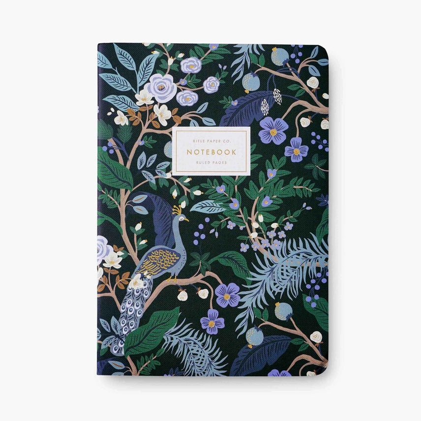 Botanical Peacock Notebooks - Set of 3