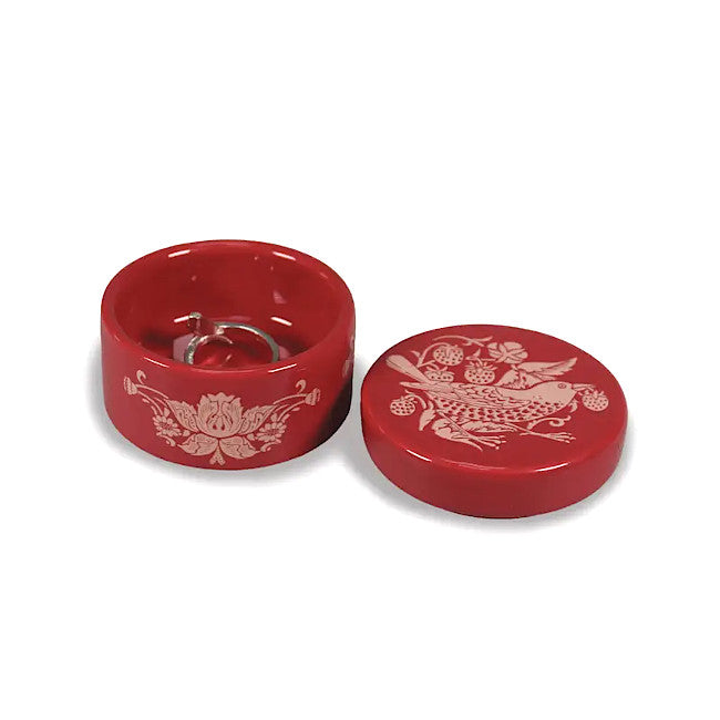 Morris 'Strawberry Thief' Trinket Box - Raspberry