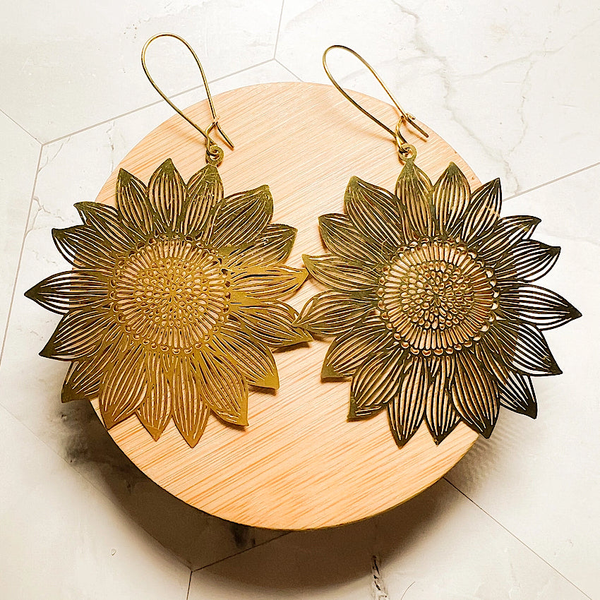 Large Sunflower Earrings