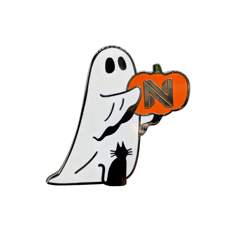 Harvest Nights Ghost with Cat Enamel Pin
