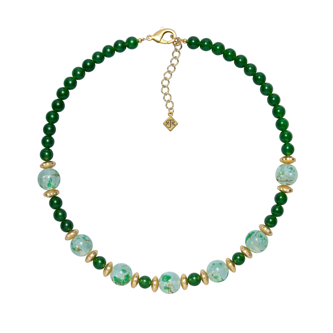 Jade And Painted Glass Necklace