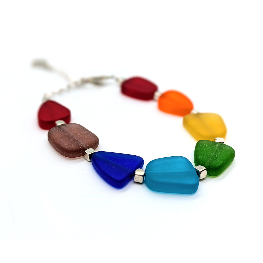 Recycled Frosted Chakra Glass Bracelet