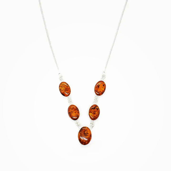Cognac Amber Five-Stone Necklace