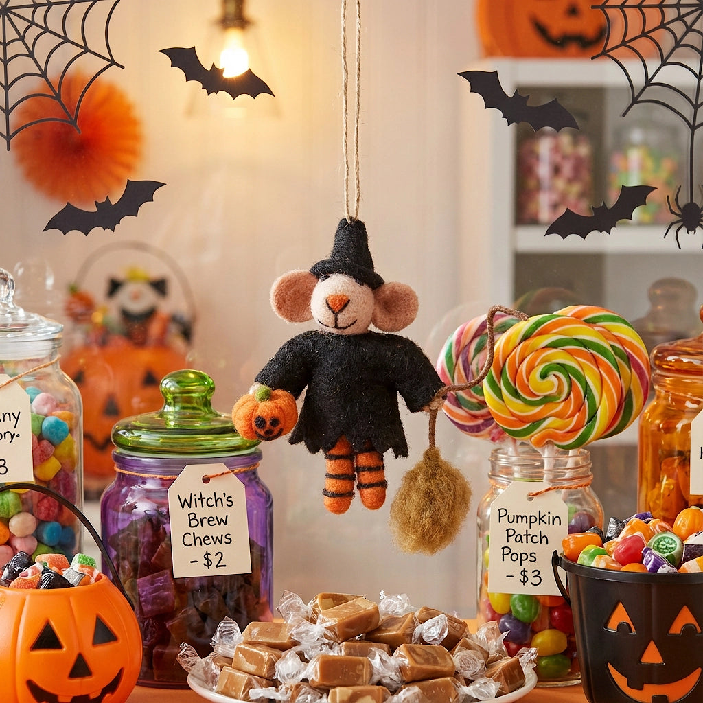 Felt Witch Mouse Ornament