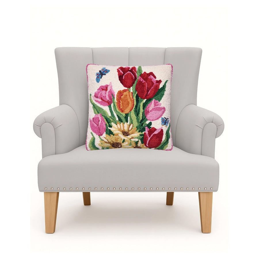 Springtime Tulips Hook Pillow