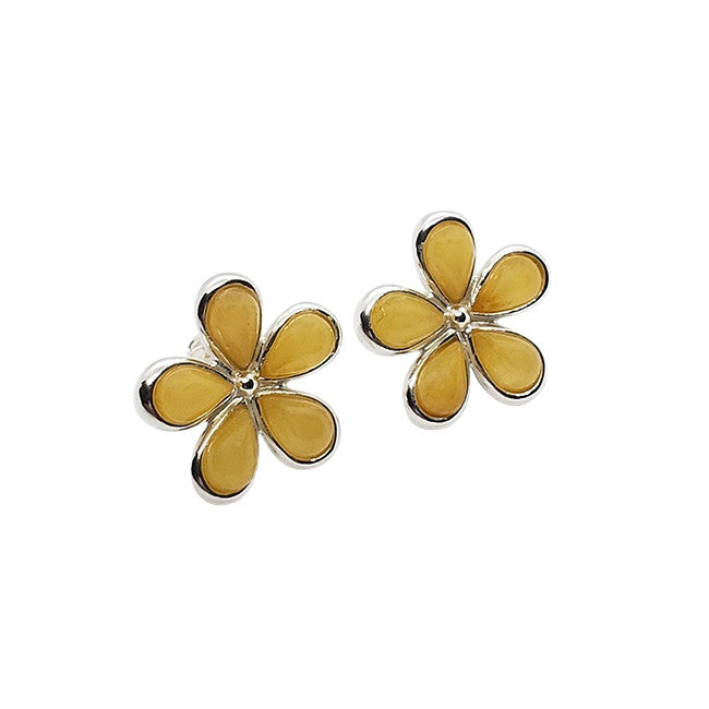 Butterscotch Amber Flower Earrings