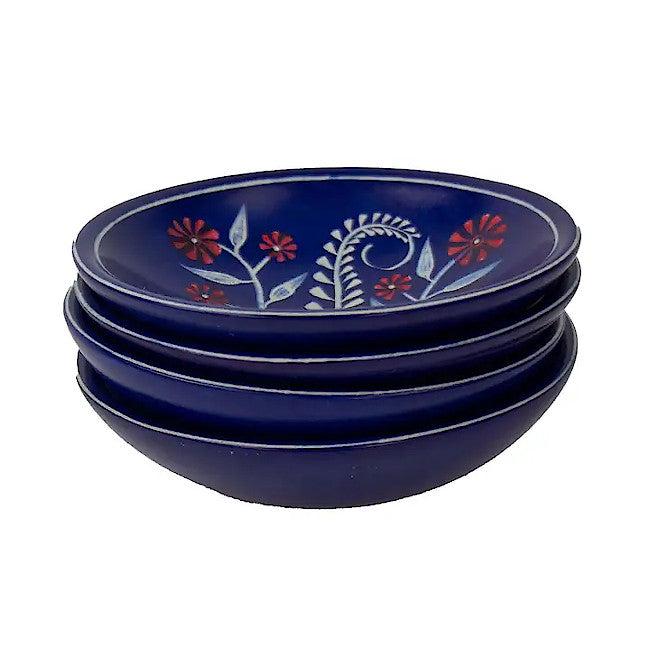 Blue Floral Soapstone Trinket Dish