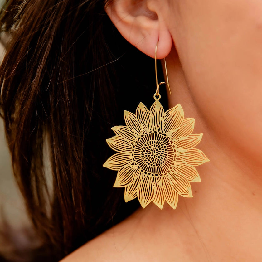 Large Sunflower Earrings