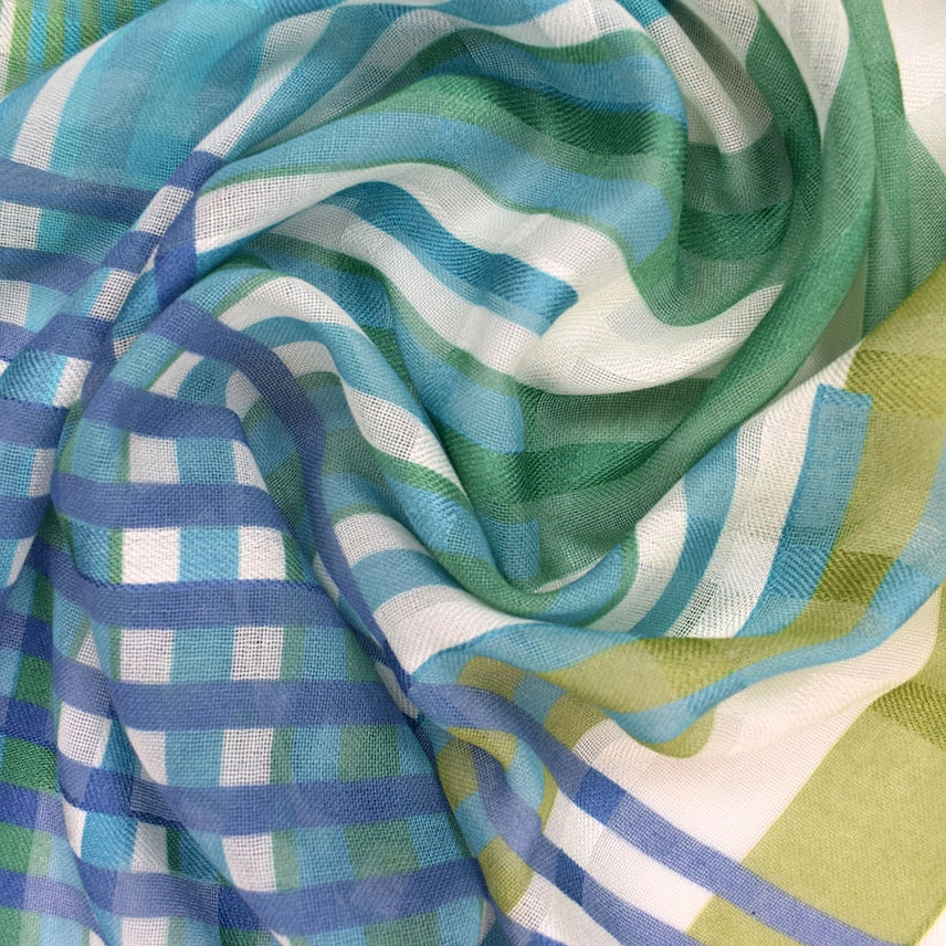 Cody Striped Cotton Scarf - Green