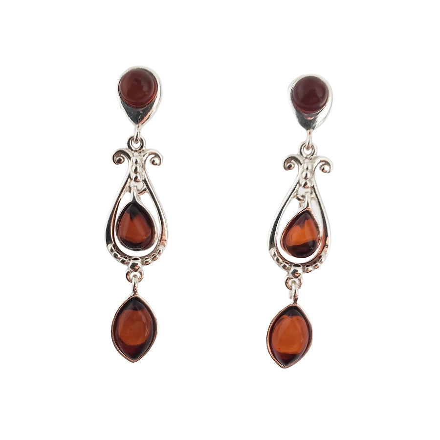 Cherry Amber Filagree Earrings