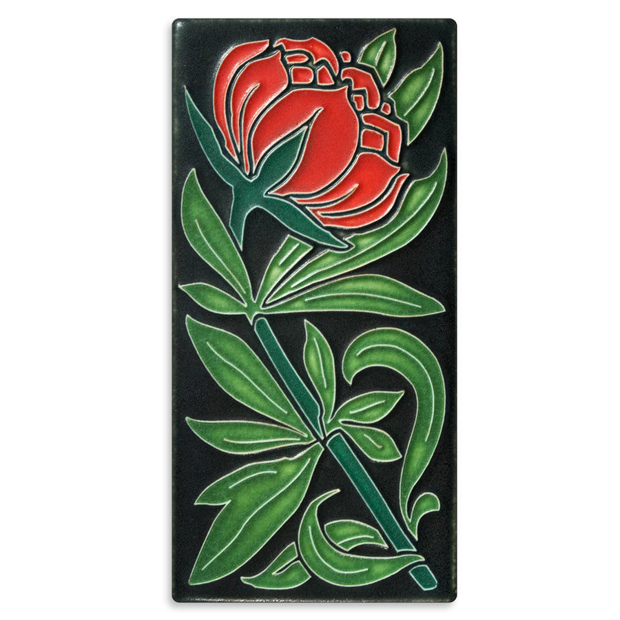 Peony Bloom Motawi Tile - Grey Blue