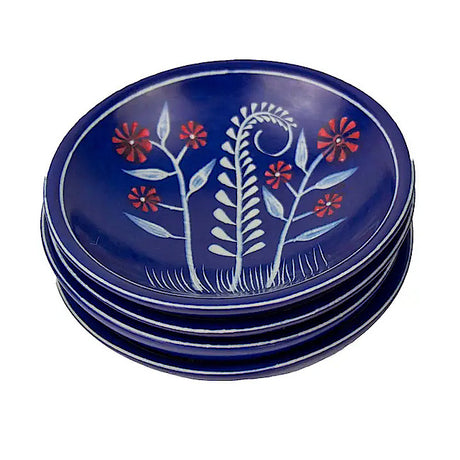 Blue Floral Soapstone Trinket Dish