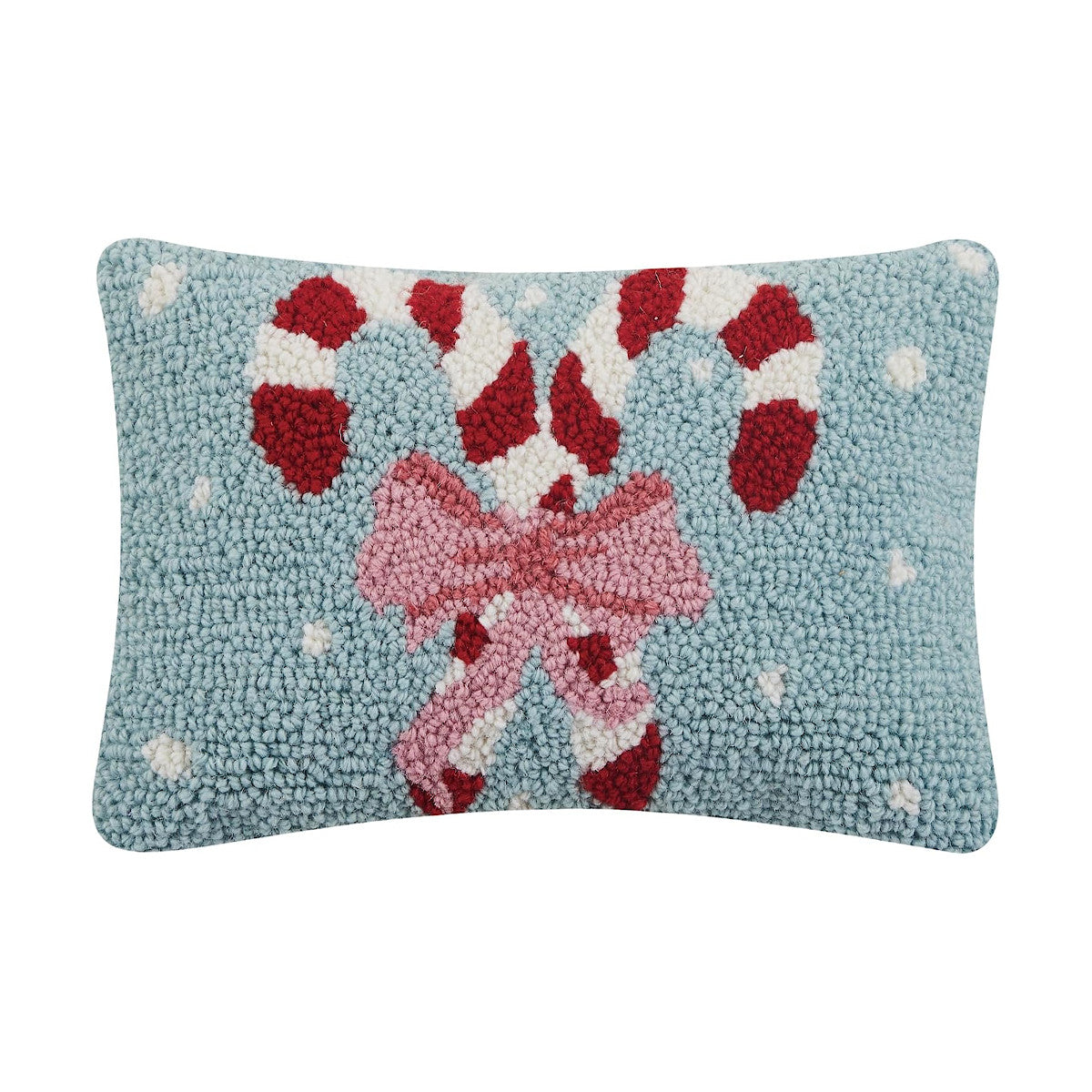 Light Blue Crossed Candy Canes Pillow
