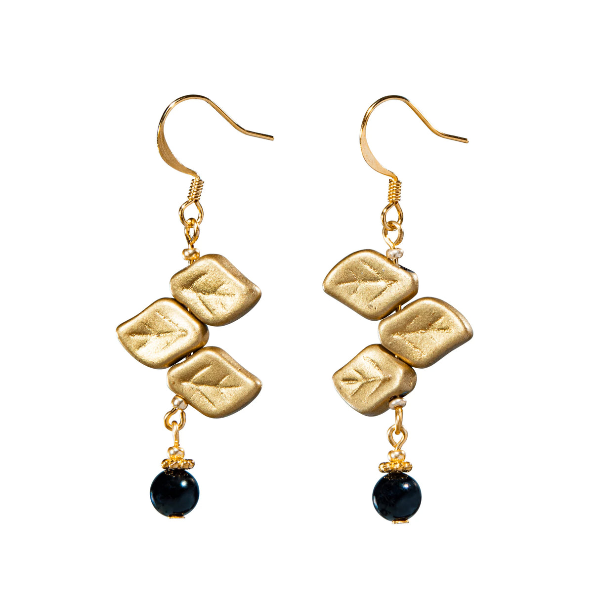 Gold Leaf Earrings with Semi-Precious Stones