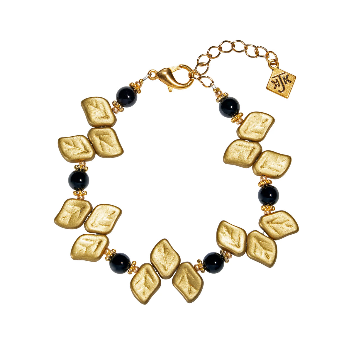 Gold Leaf Bracelet with Semi-Precious Stones