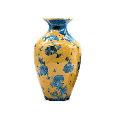 Adam Egenolf Mustard & Teal Crystalline Vase-Medium