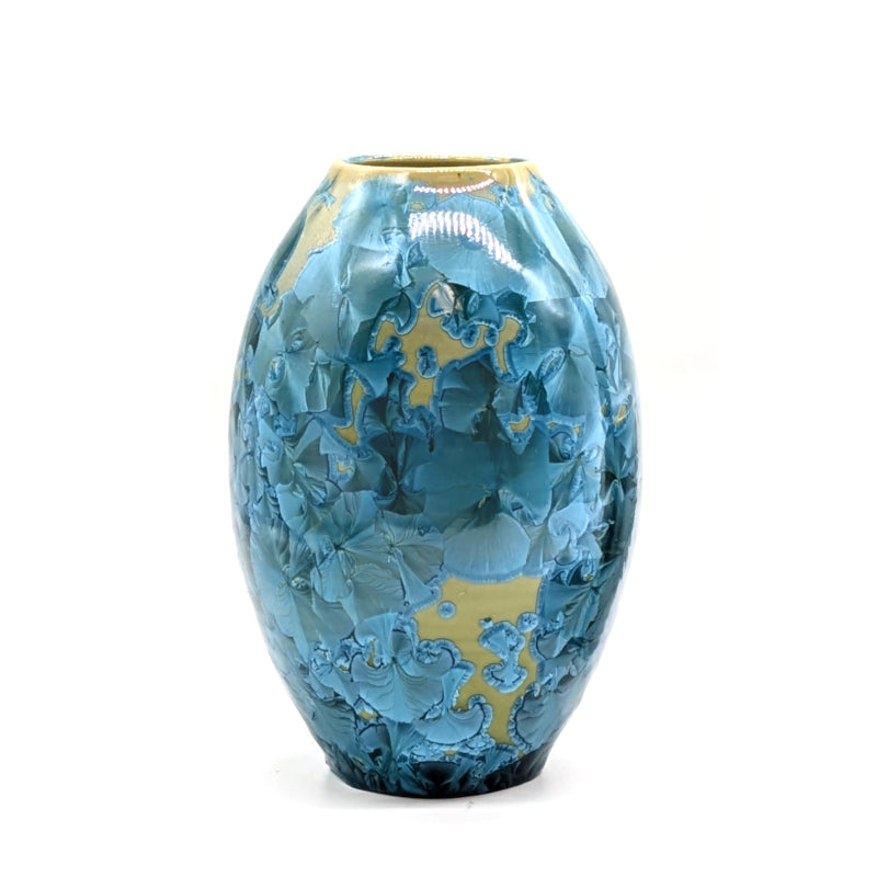 Adam Egenolf Teal & Green Crystalline Vase-Medium