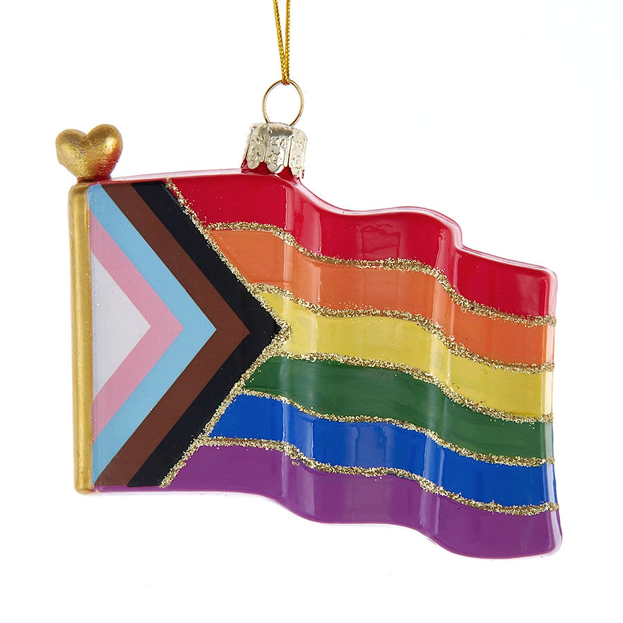 Noble Gems™ Glass Progress Pride Flag Ornament
