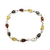 Multi-Color Amber Sterling Silver Bracelet