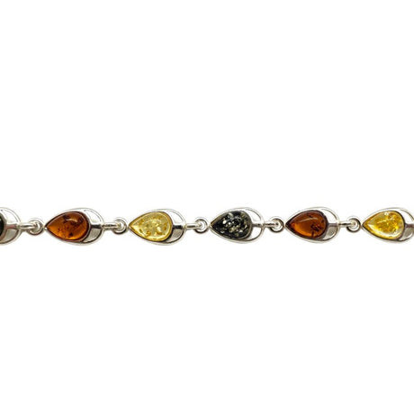 Multi-Color Amber Sterling Silver Bracelet