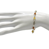 Multi-Color Amber Sterling Silver Bracelet