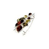 Sterling Silver & Multi-Color Amber Brooch