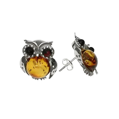 Amber Owl Stud Earrings