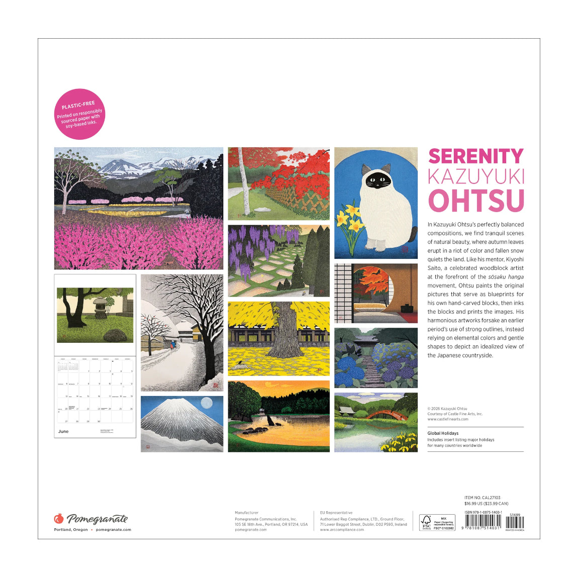 2027 Ohtsu 'Serenity' Wall Calendar
