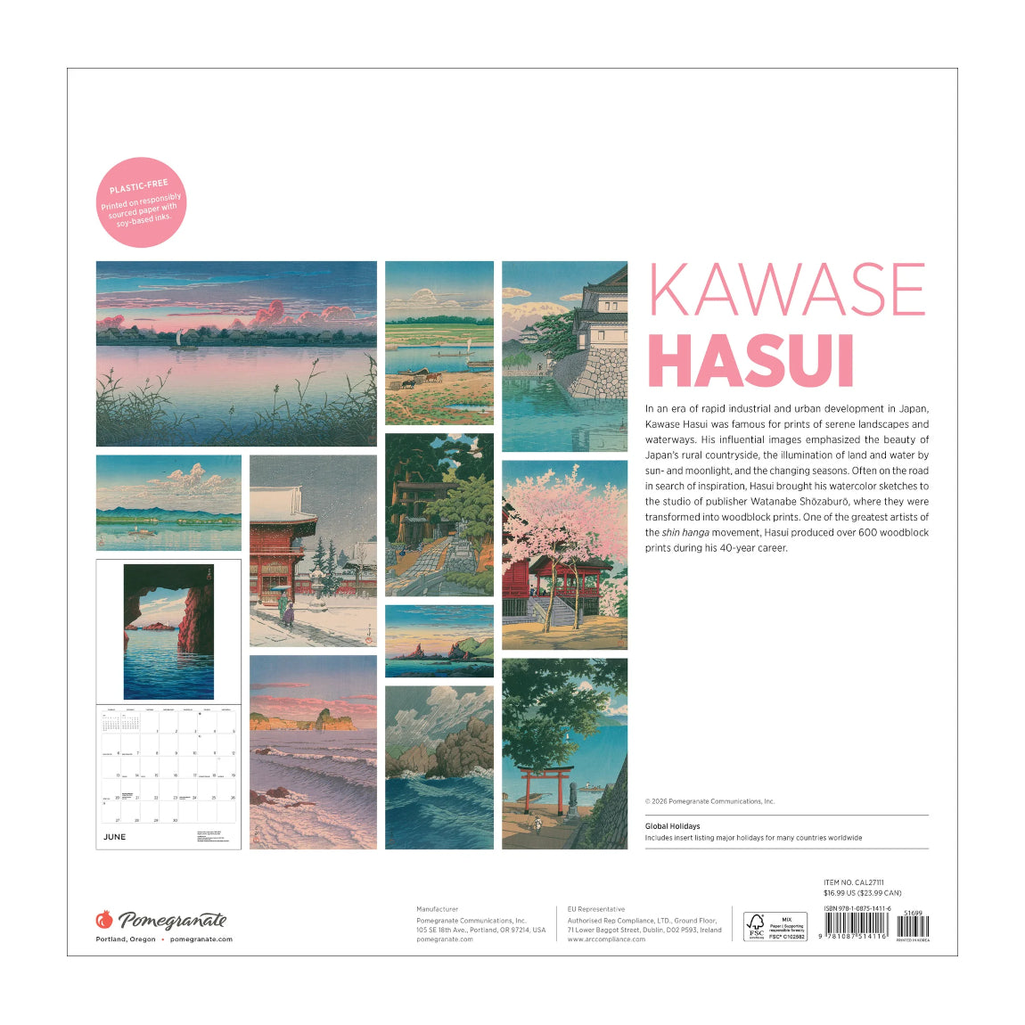 2027 Kawase Hasui Wall Calendar
