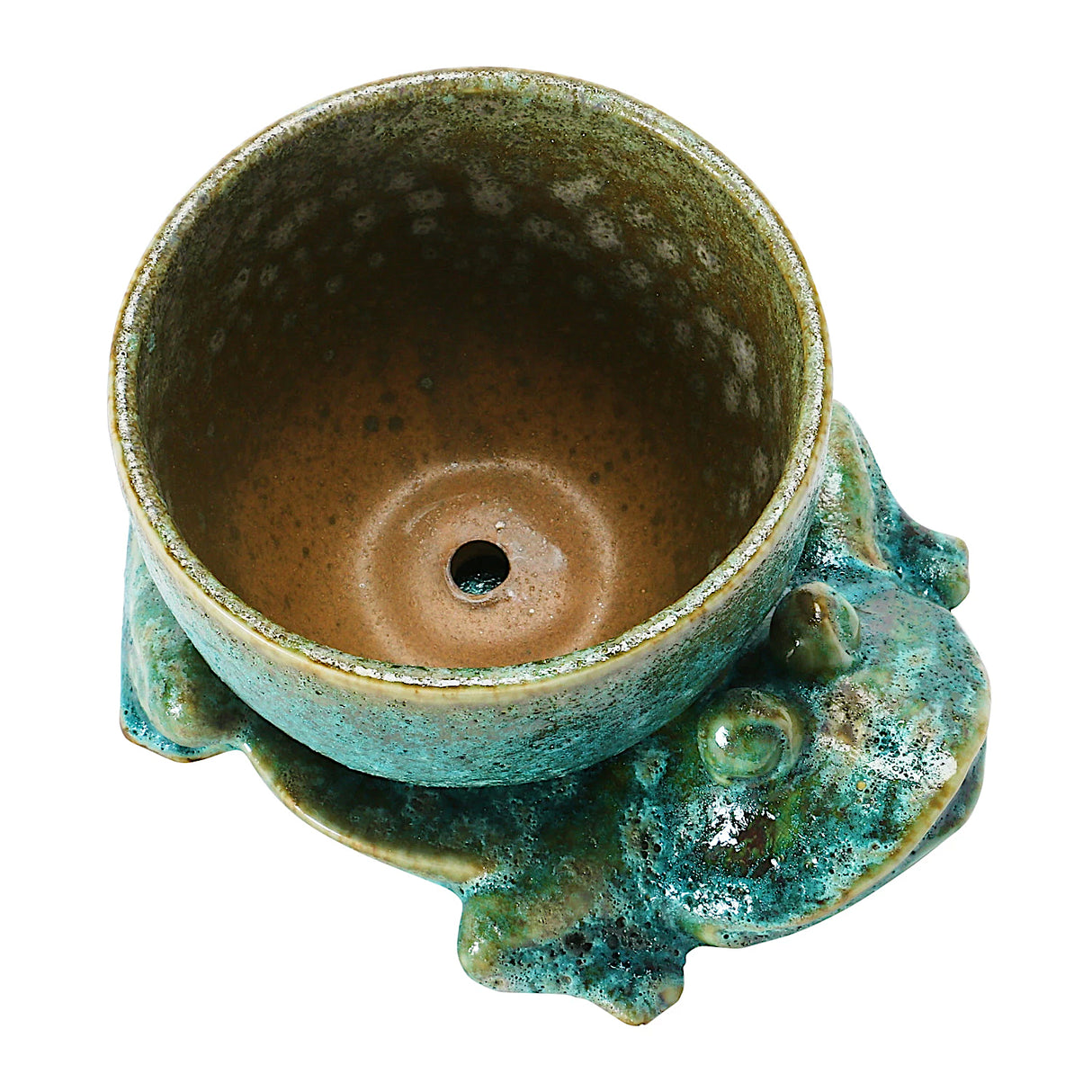 Stoneware Planter with Frog Base