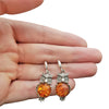 Cognac Amber Owl Dangle Earrings