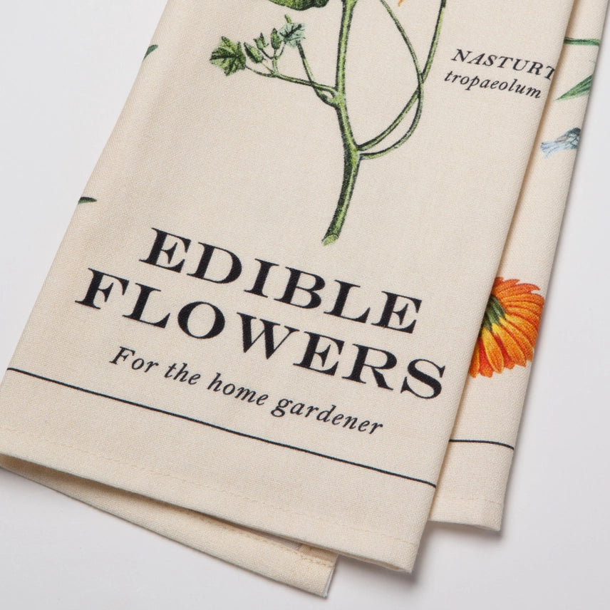 Edible Flowers Tea Towel