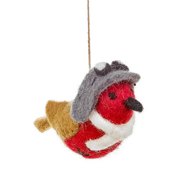 Aviator Robin Felted Ornament