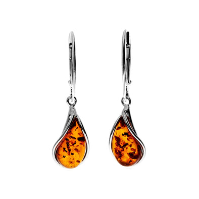 Baltic Amber Modern Teardrop Dangle Earrings