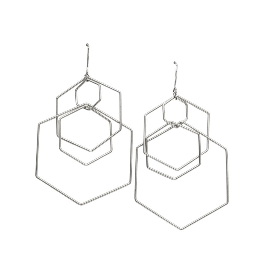 Silver Hexxx Hook Earrings
