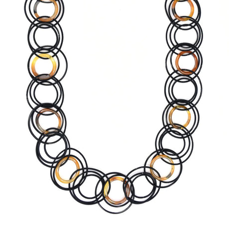 Black Piano Wire with Tortoise Rings Necklace