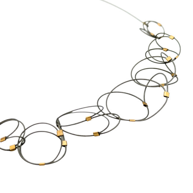 MPR Mini 3D Necklace - Steel & Gold