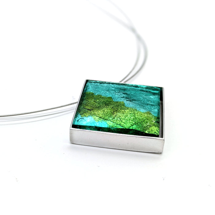 Dichroic Resin Pendant Necklace