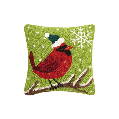 Cardinal with Snowflake Hooked Pillow