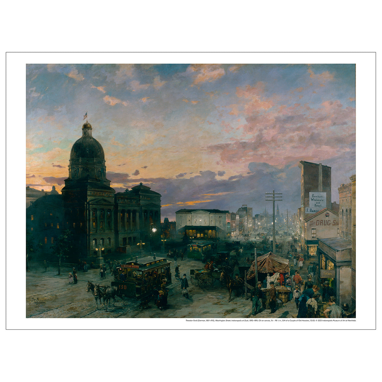 Theodor Groll 'Washington Street, Indianapolis at Dusk' Print