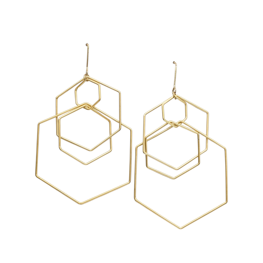 Gold Hexxx Hook Earrings