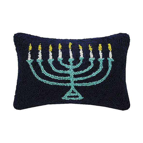 Menorah Hooked Wool Pillow