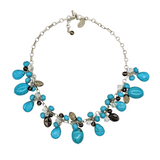 Smoky Quartz Cluster Turquoise Necklace