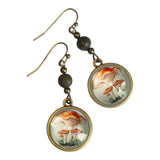 Glass Cabochon Mushroom Earrings