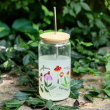 Wildflowers Glass with Lid & Straw