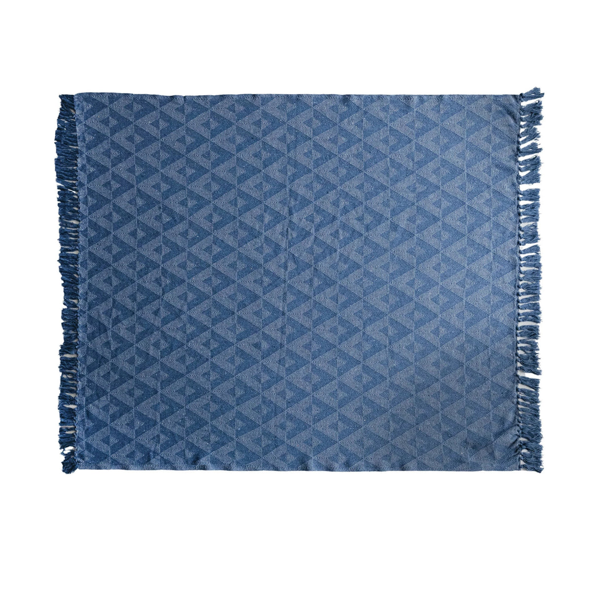 Blue Triangle Pattern Recycled Cotton Blanket