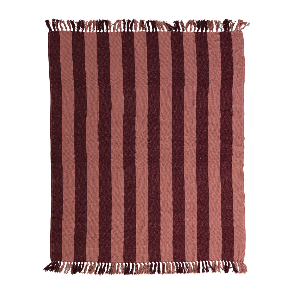 Berry & Pink Striped Recycled Cotton Blanket