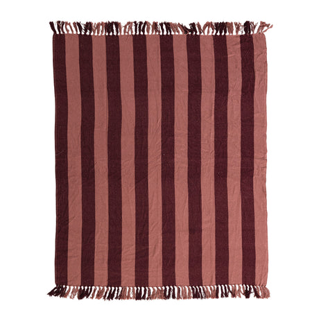 Berry & Pink Striped Recycled Cotton Blanket